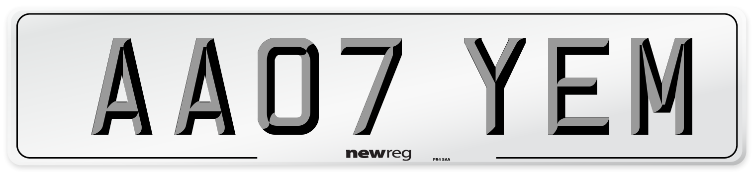 AA07 YEM Number Plate from New Reg